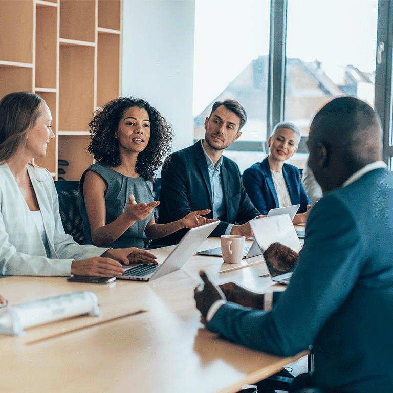woman speaking in a meeting