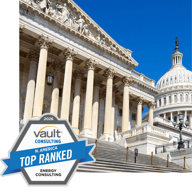 image of government buildings with the vault top energy consultants award logo in the bottom corner