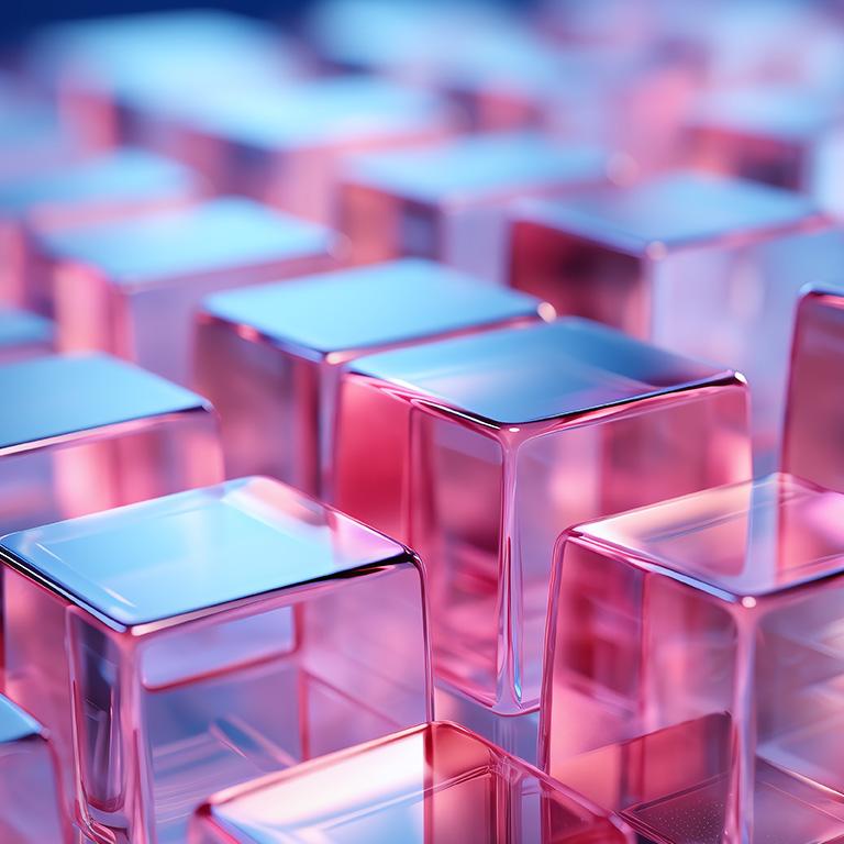 futuristic clear pink cubes