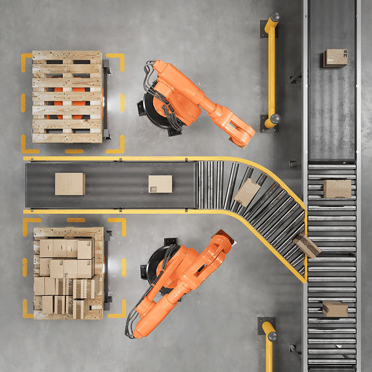 top view of factory floor