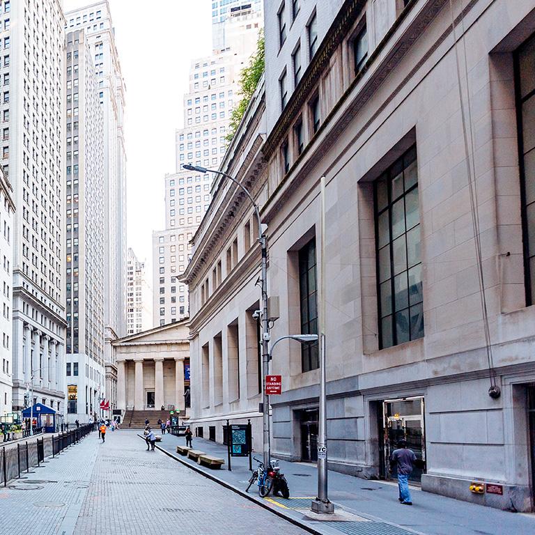 View of buildings on wall street